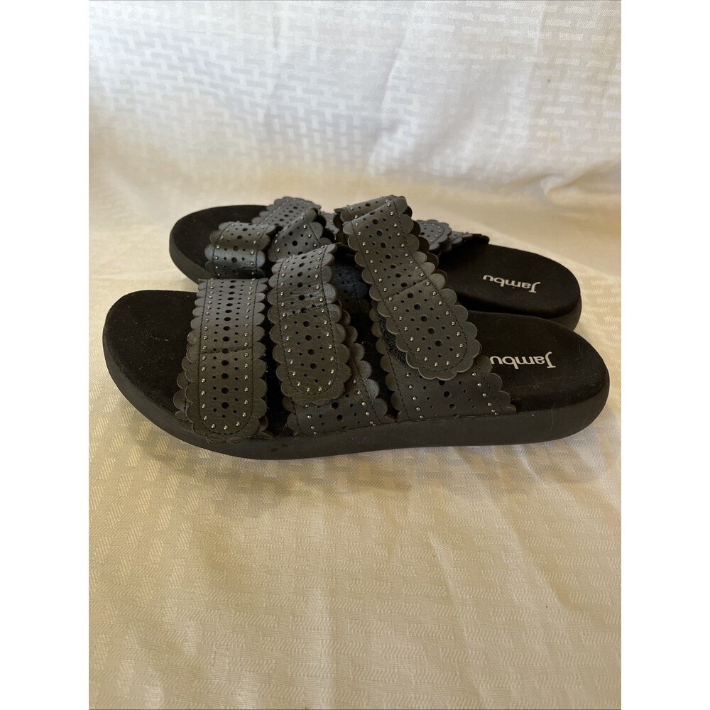 Jambu Odysseus Black Leather Sandals Womens 9.5 NWOT Adjustable Straps Slip On - Picture 3 of 8